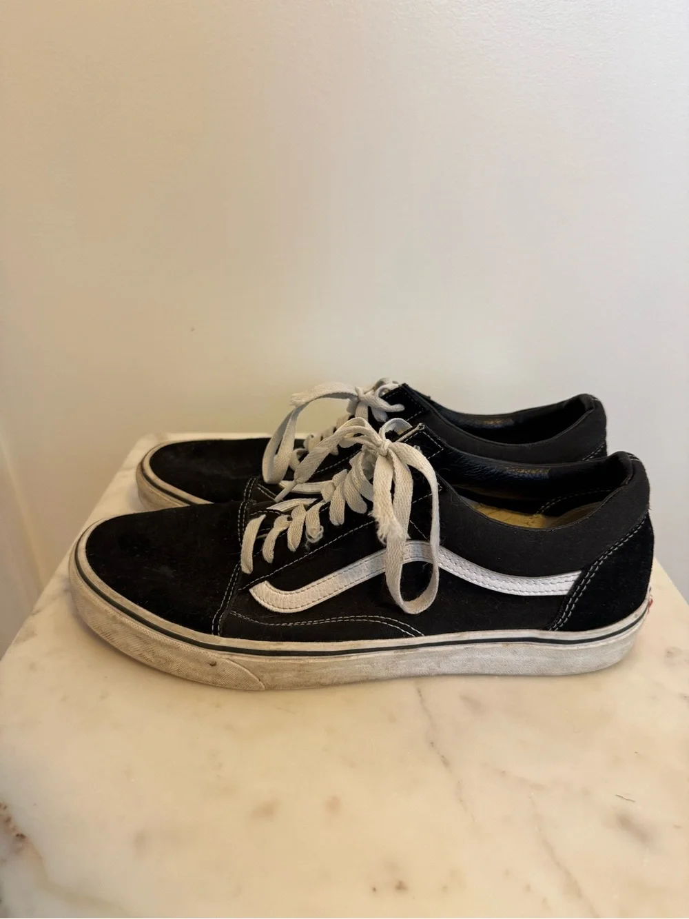 Black and Whites Vans Low-Top Canvas Skate Sneakers